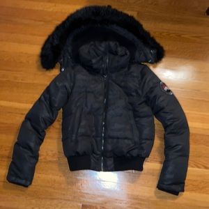 SUPERDRY Ella Black Camo Bomber Winter Jacket - Medium